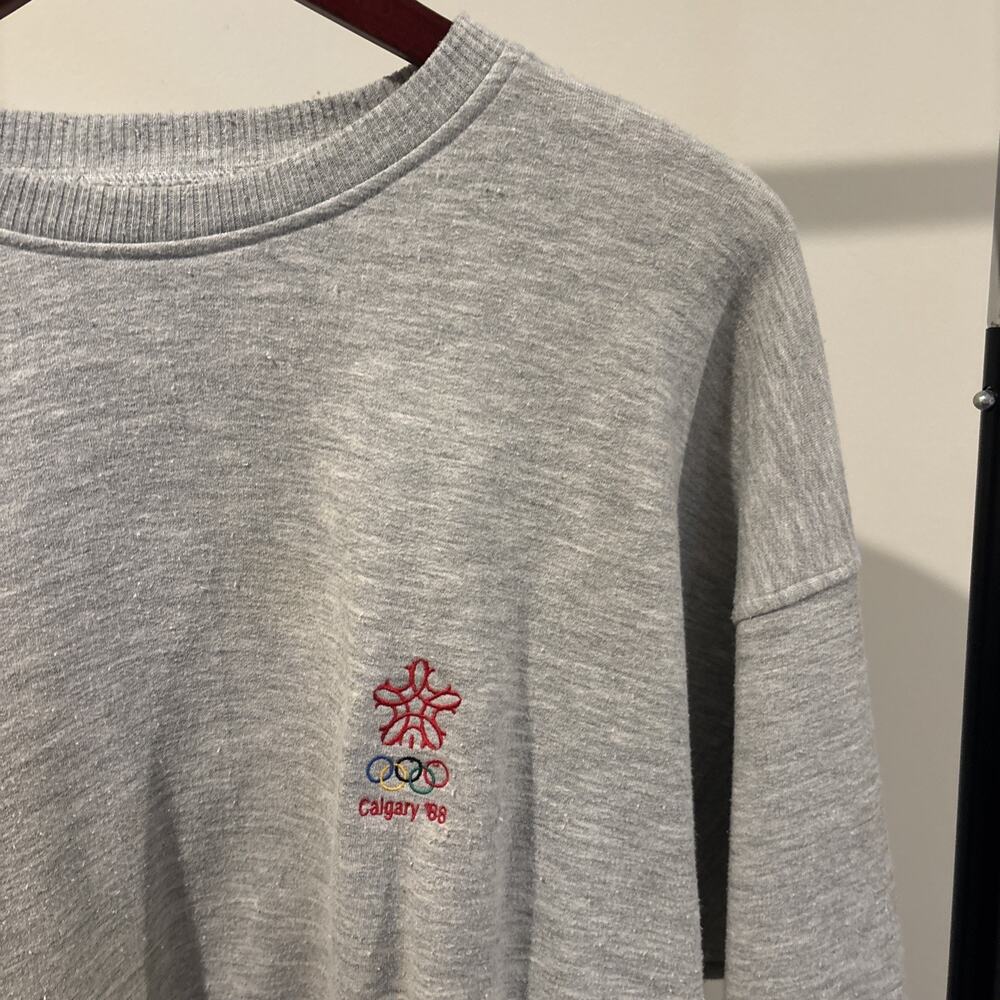 Vintage Calgary 88 Olympics Crewneck Sweatshirt Gray XL